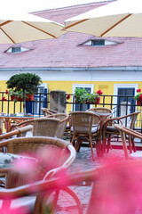 Opening of the outdoor terraces after the Covid pandemic, chair and table await you under the sun