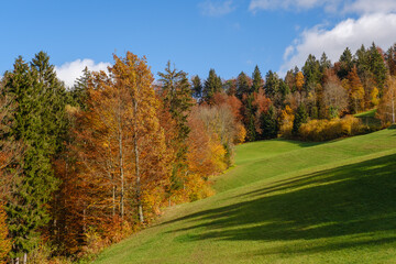 Skofja Loka hills in autumn in Slovenia
