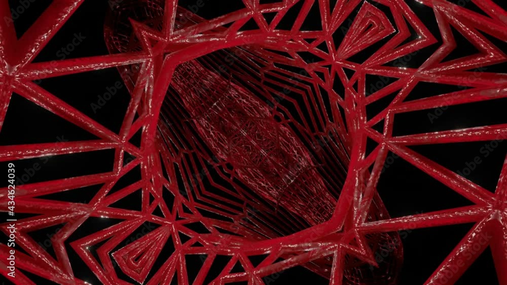 Poster abstract moving fantastic kaleidoscope patterns and ornaments. looped animation. 3d render