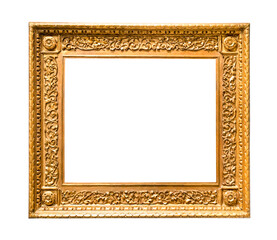 wide old carved wooden picture frame cutout
