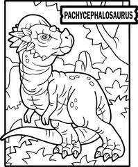 Fototapeta na wymiar prehistoric dinosaur pachycephalosaurus, coloring page, outline illustration