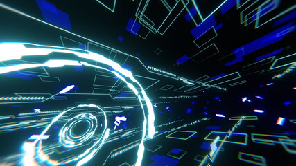 サイバー空間 デジタル トンネル 青 [別Verあり]