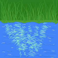 Fototapeta na wymiar River bank with grass