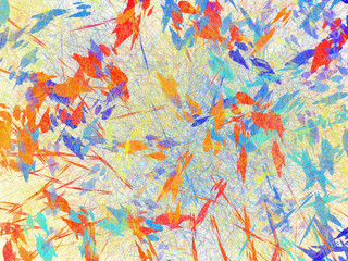 Multicolored leaves of abstract background with crackle.