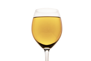 Glass of white wine isolated on white background. Wineglass close-up