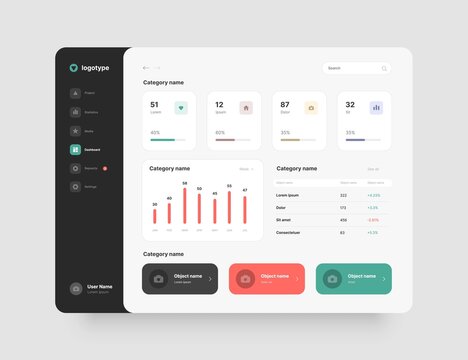 Dashboard Design. Desktop App With UI Elements. Use For Web Application Or Website.