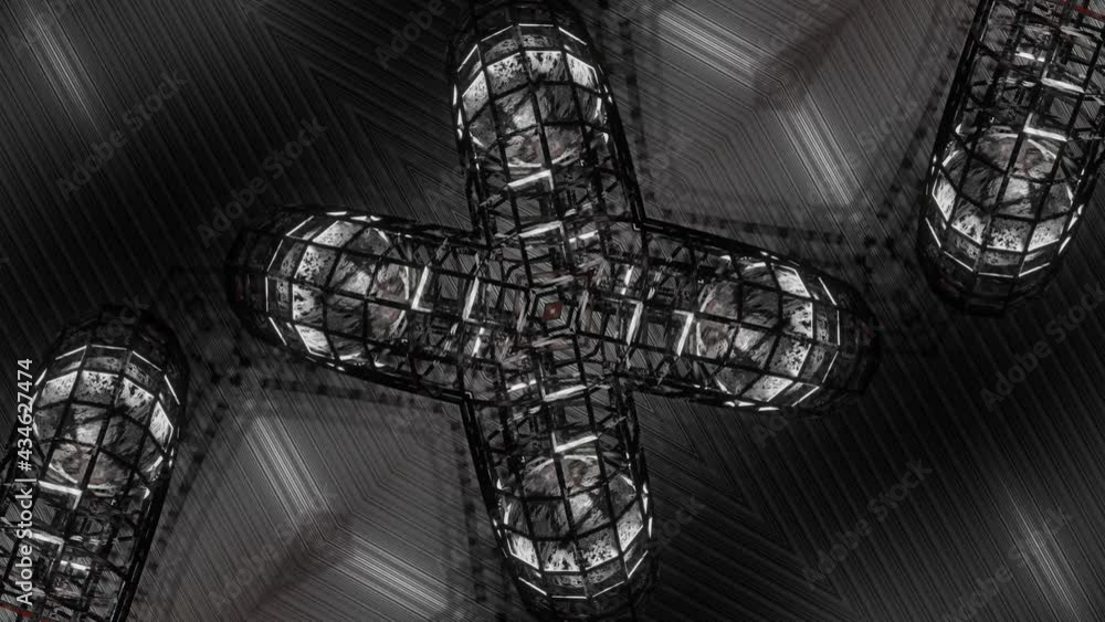 Poster abstract moving fantastic kaleidoscope patterns and ornaments. looped animation. 3d render