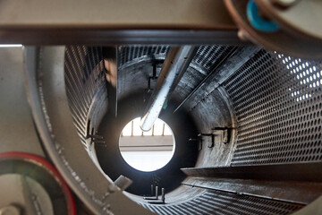 inside view of the drum screen for sifting sand and stones in gold mining