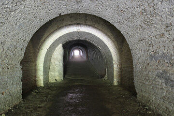 light on exit tunnel in underground