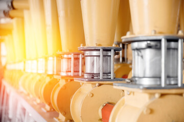 Modern electrical mill machinery for production of wheat flour. Equipment Factory Grain © Parilov