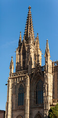 Fototapeta na wymiar Cathedral of the Holy Cross and Saint Eulalia in Barri Gothic Quarter in Barcelona, Catalonia, Spain