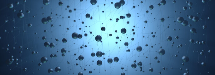 Abstract science and technology background. 3d illustration design with lines and spheres. Concept of networks and connection.