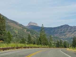 Beautiful road views along North Fork Highway, Wyoming.