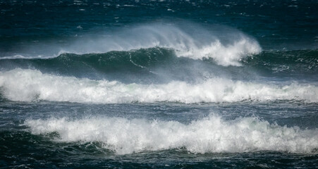 Oceans waving breaking in storm at sea 
