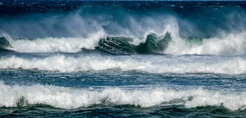 Oceans waving breaking in storm at sea 