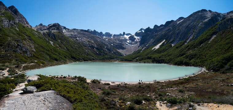 Laguna Esmeralda at Ushuaia, a green water lagoon that is one of the tourist attractions in the city of Ushuaia, in the Patagonia region, Argentina