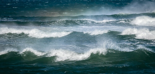 Oceans waving breaking in storm at sea 