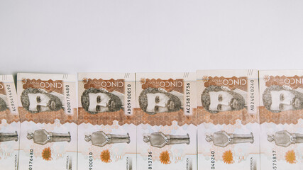 colombian money, five thousand pesos on white background