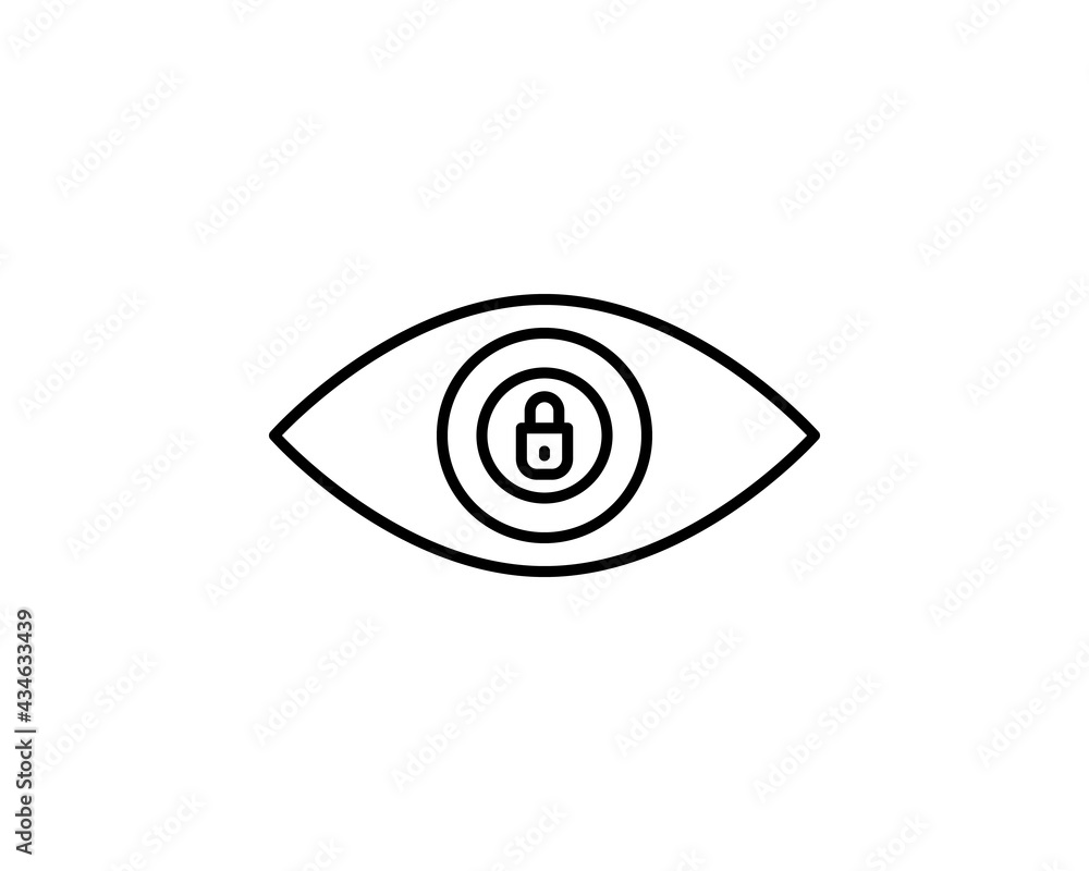 Poster eye lock icon. outline eye lock vector icon for web design isolated on white background