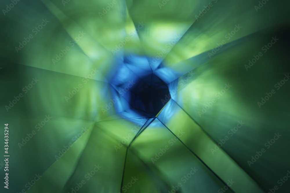 Aufkleber abstract background with animation of flight in sci-fi tunnel with green light