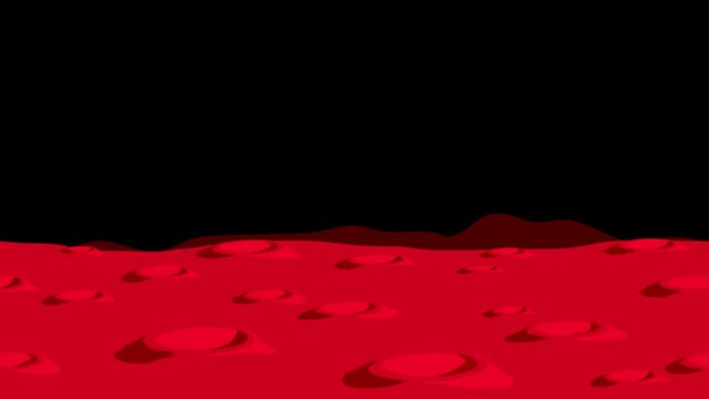 Mars landscape with craters. Cartoon Alien planet background. Looped 2d animation with alpha channel.