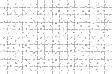 Jigsaw Puzzle 15x10 square piece template. Jigsaw puzzle grid vector stroke scheme