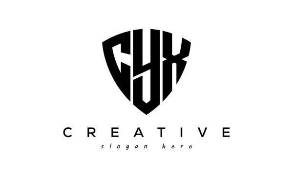 CYX letter creative logo with shield	