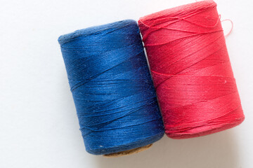 threads on a white background - viewed from above and photographed with a macro lens