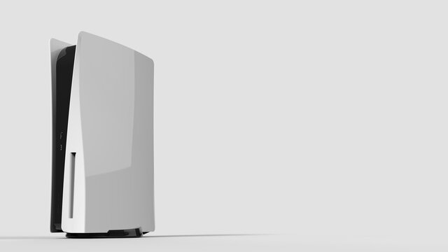3d illustration render Video game console  similar to playstation 5 on white background. 