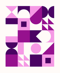 Fototapeta premium Colorful geometric pattern in Scandinavian style. Minimal geometric shapes compositions.