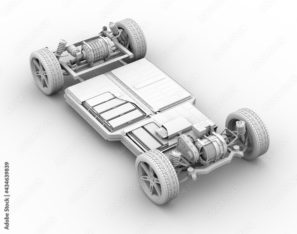 Aufkleber clay rendering. cutaway view of electric vehicle battery pack. 3d rendering image.