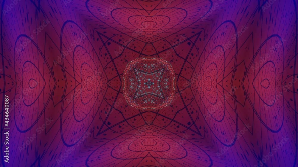 Poster abstract moving fantastic kaleidoscope patterns and ornaments. looped animation. 3d render