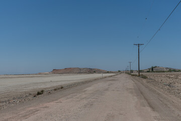 Scenic panoramic Salton Sea's south shore vista, Southern California