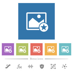 Rank image flat white icons in square backgrounds