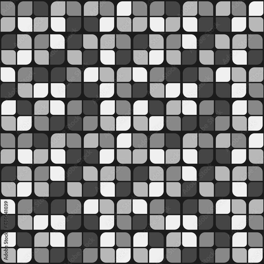 Poster Gray puzzle pattern. Vector seamless shapes make pattern. Gray ornament quarters shapes.