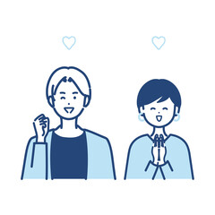 嬉しそうな男女のイラスト素材