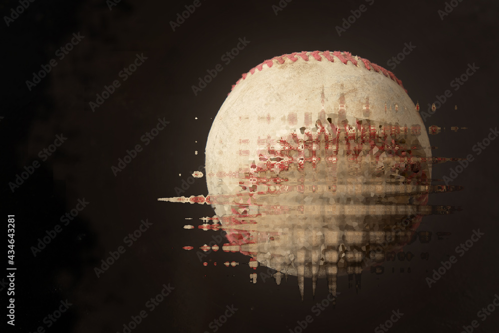 Wall mural Abstract baseball texture for sport background with copy space by worn used ball. - Wall murals