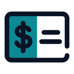 icon receipt using filled line style and blue color