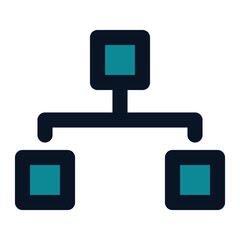 icon organizational structure using filled line style and blue color