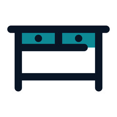 icon desk using filled line style and blue color