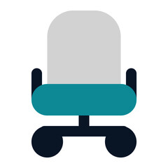icon office chair using flat style and blue color dominate