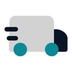 icon courier car using flat style and blue color dominate