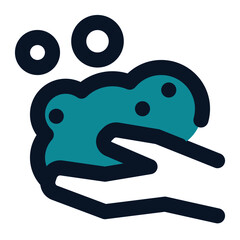icon washing hand using filled line style and blue color