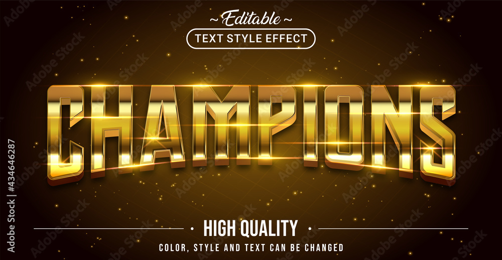 Poster editable text style effect - champions text style theme.