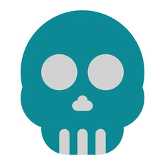 icon skull symbol for virus using flat style and blue color dominate
