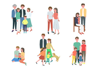 Fototapeta premium 家族イラストセット 全身