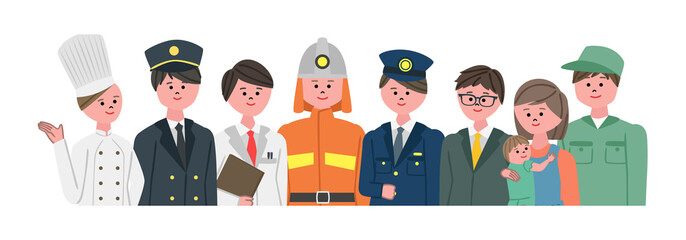 様々な職業の人の上半身イラストセット