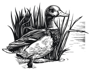 illustration of a duck - obrazy, fototapety, plakaty