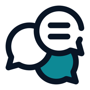 icon chit chat using filled line style and blue color