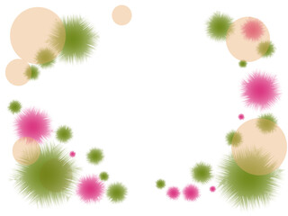 ポンポンに見えそうな空間みどり色とピンク色